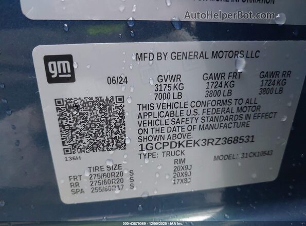 1GCPDKEK3RZ368531 2024 CHEVROLET SILVERADO Blue Engine compartment view