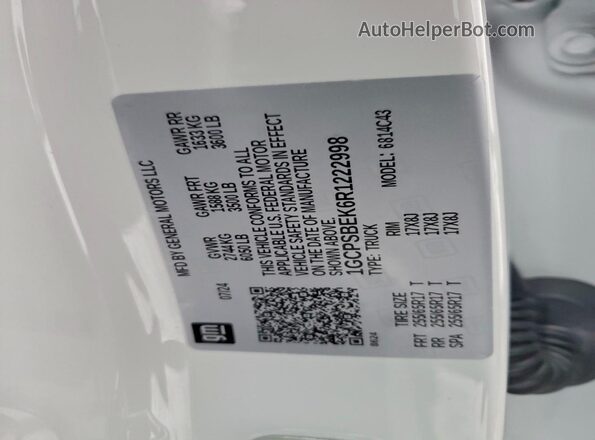 1GCPSBEK6R1222998 2024 CHEVROLET COLORADO Белый Вид подкапотного пространства