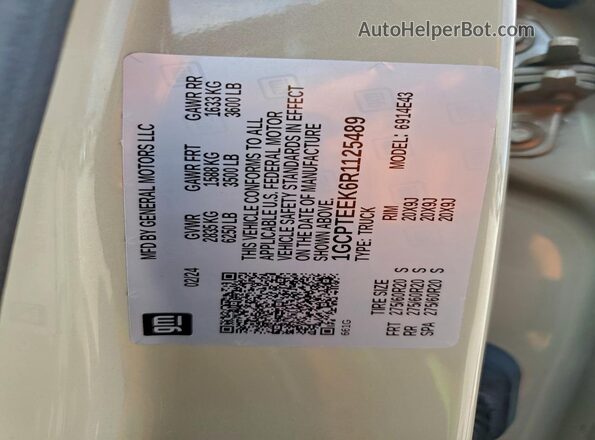1GCPTEEK6R1125489 2024 CHEVROLET COLORADO Желто-коричневый Вид подкапотного пространства