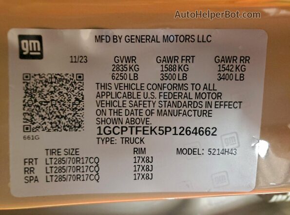1GCPTFEK5P1264662 2023 CHEVROLET COLORADO Beige Vista del compartimento del motor