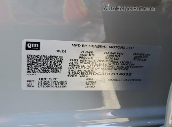 1GKB0RDC3RU114635 2024 GMC HUMMER Серый Панорамный вид салона 360°