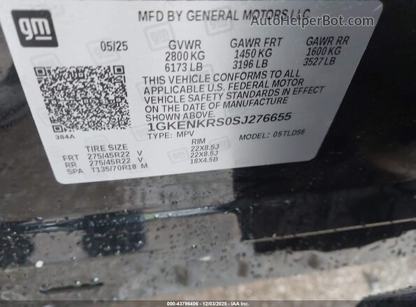 1GKENKRS0SJ276655 2025 GMC ACADIA Black Widok komory silnika