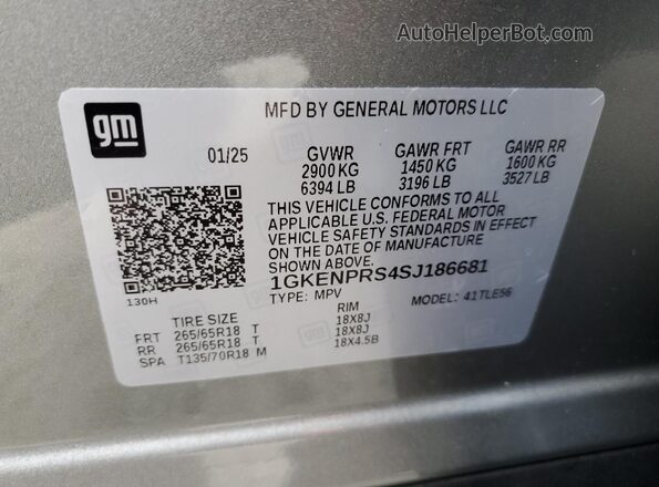 1GKENPRS4SJ186681 2025 GMC ACADIA Gray 