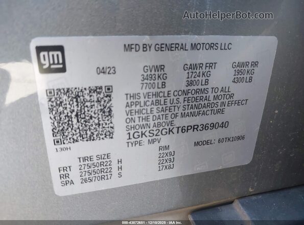 1GKS2GKT6PR369040 2023 GMC YUKON Серебряный Вид подкапотного пространства