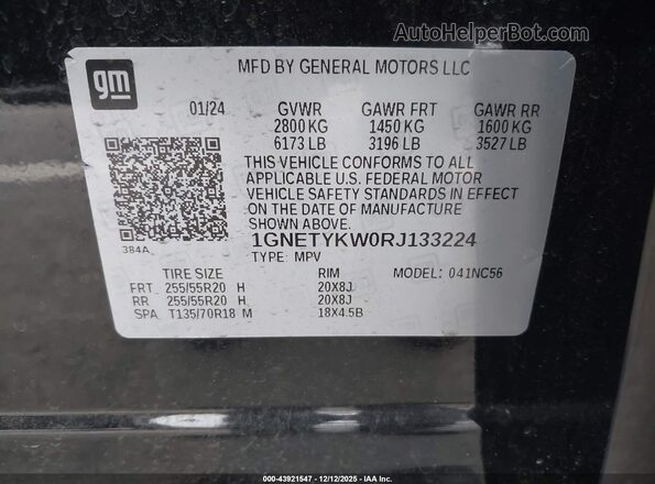 1GNETYKW0RJ133224 2024 CHEVROLET TRAVERSE Black 