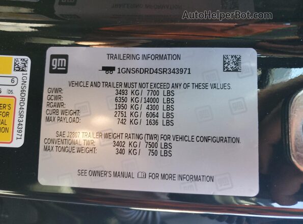 1GNS6DRD4SR343971 2025 CHEVROLET SUBURBAN Black Панорамний вид салону 360°