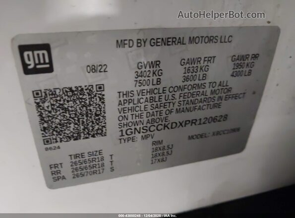 1GNSCCKDXPR120628 2023 CHEVROLET SUBURBAN White Widok komory silnika