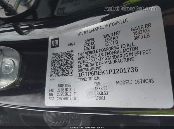 1GTP6BEK1P1201736 2023 GMC CANYON Black Vista del compartimento del motor