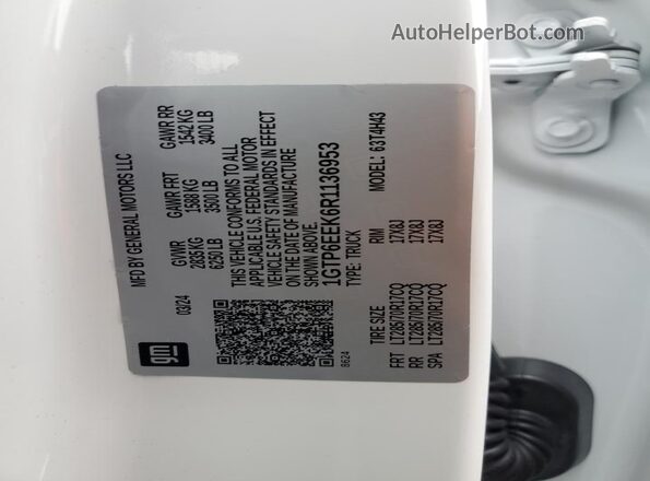 1GTP6EEK6R1136953 2024 GMC CANYON White 