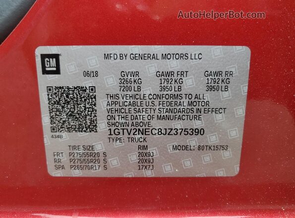 1GTV2NEC8JZ375390 2018 GMC SIERRA Red 