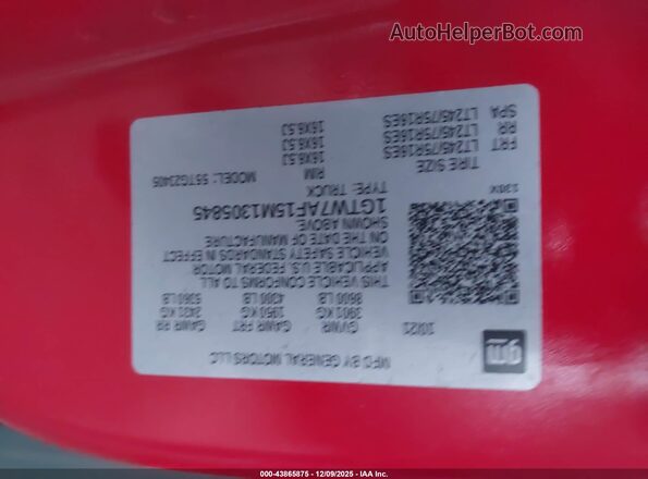 1GTW7AF15M1305845 2021 GMC SAVANA CARGO Red Rear right