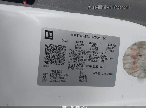 1GTW7AFP3P1151418 2023 GMC SAVANA CARGO White Widok komory silnika