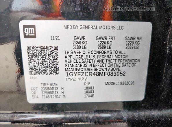 1GYFZCR48MF083052 2021 CADILLAC XT4 Black VIN sticker view