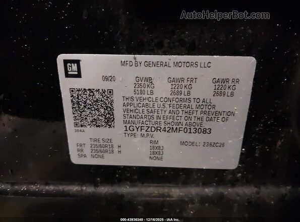 1GYFZDR42MF013083 2021 CADILLAC XT4 Black Vista del compartimento del motor