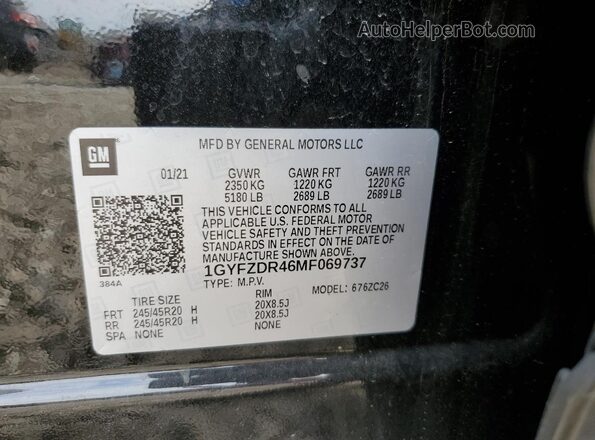 1GYFZDR46MF069737 2021 CADILLAC XT4 Black VIN կոդի պիտակի տեսք