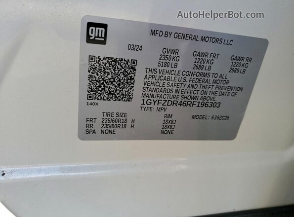 1GYFZDR46RF196303 2024 CADILLAC XT4 White 