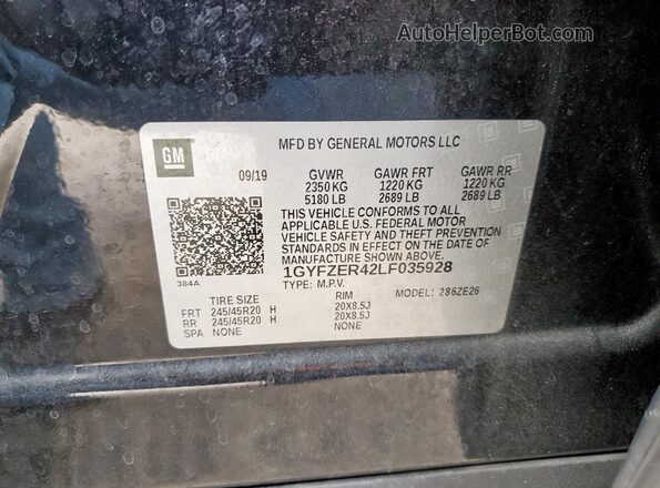 1GYFZER42LF035928 2020 CADILLAC XT4 Black Widok naklejki z numerem VIN