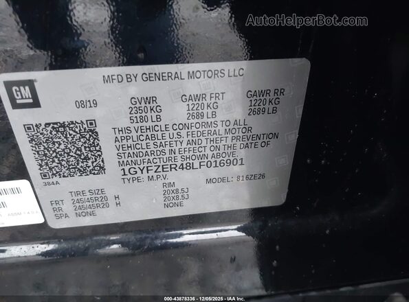 1GYFZER48LF016901 2020 CADILLAC XT4 Black Vista del compartimento del motor