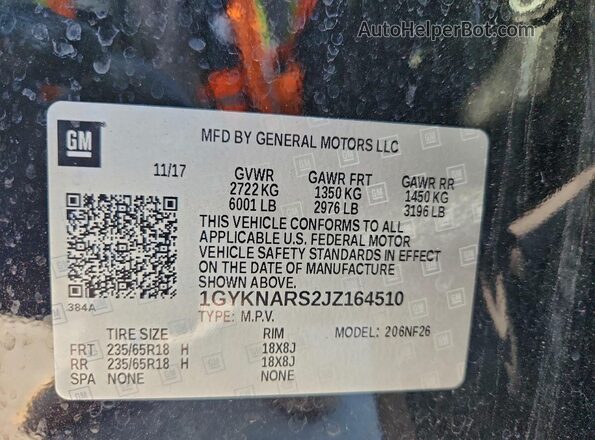 1GYKNARS2JZ164510 2018 CADILLAC XT5 Charcoal 