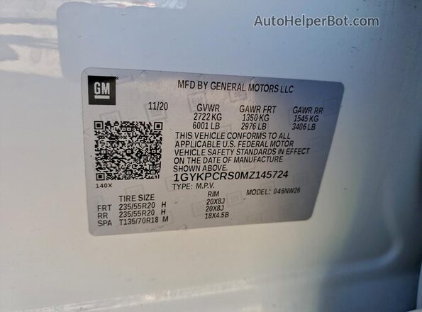 1GYKPCRS0MZ145724 2021 CADILLAC OTHER White VIN sticker view