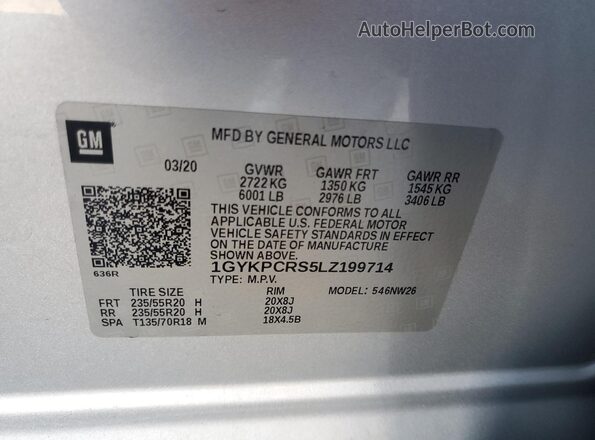 1GYKPCRS5LZ199714 2020 CADILLAC OTHER Silver 