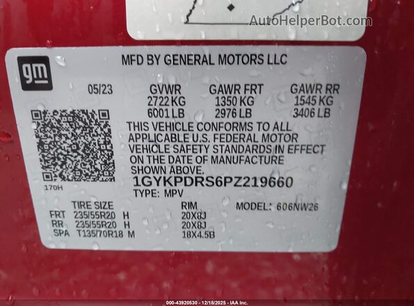 1GYKPDRS6PZ219660 2023 CADILLAC OTHER Burgundy Widok komory silnika