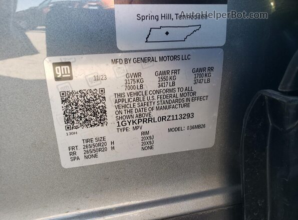 1GYKPRRL0RZ113293 2024 CADILLAC OTHER Silver Սալոնի 360 աստիճան տեսք