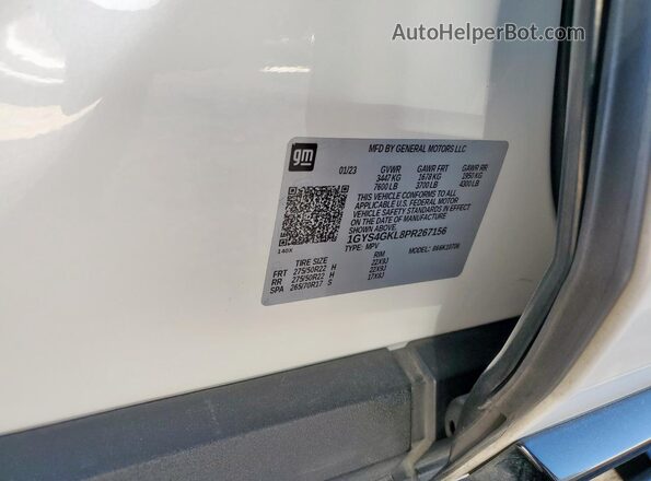 1GYS4GKL8PR267156 2023 CADILLAC ESCALADE White Вид наклейки з VIN-кодом