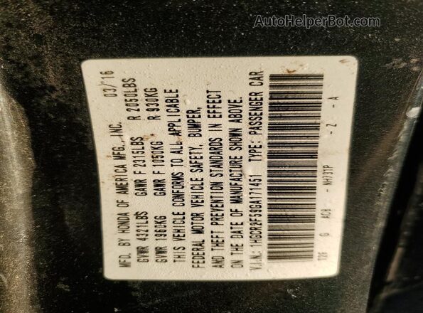 1HGCR2F59GA171451 2016 HONDA ACCORD Black Vista de la etiqueta del VIN