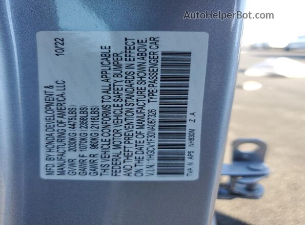1HGCV1F30NA087326 2022 HONDA ACCORD Silver Շարժիչի բաժամունքի տեսք
