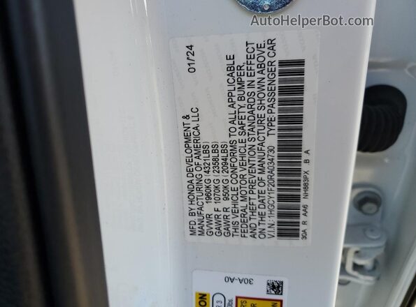 1HGCY1F20RA034730 2024 HONDA ACCORD White Vista del compartimento del motor