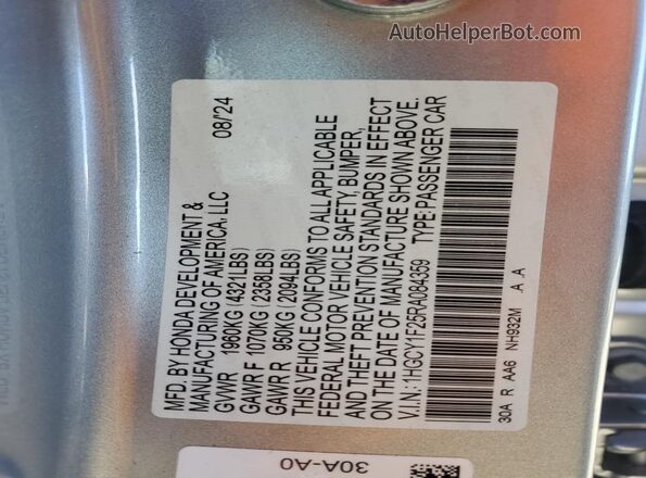 1HGCY1F25RA084359 2024 HONDA ACCORD Серебряный Вид подкапотного пространства