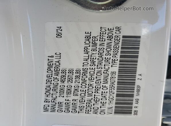 1HGCY2F55RA078156 2024 HONDA ACCORD White 