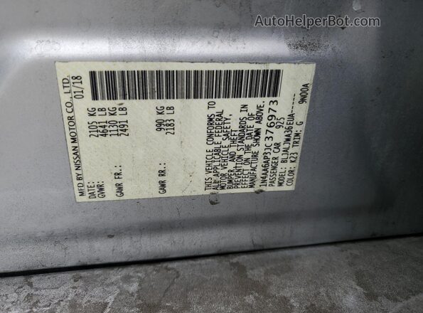 1N4AA6AP3JC376973 2018 NISSAN MAXIMA Silver 
