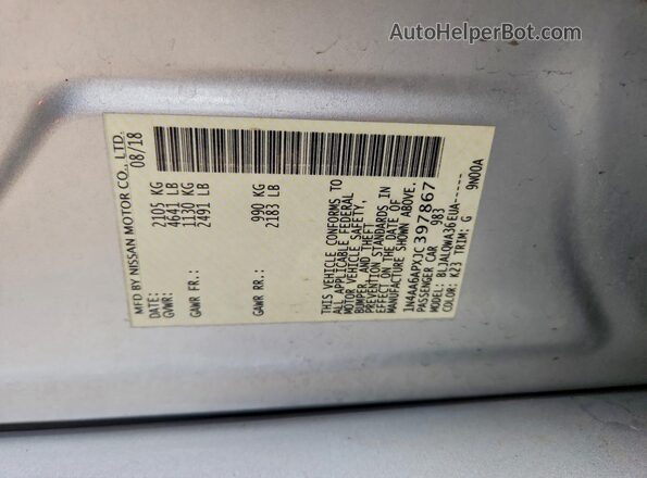 1N4AA6APXJC397867 2018 NISSAN MAXIMA Silver 