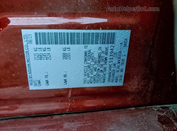 1N4AA6CV4PC513942 2023 NISSAN MAXIMA Red 