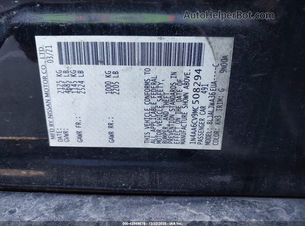 1N4AA6CV9MC508294 2021 NISSAN MAXIMA Black 
