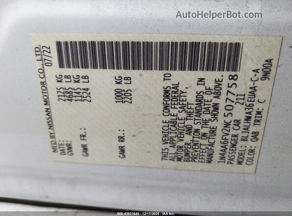 1N4AA6FV2NC507758 2022 NISSAN MAXIMA PLATINUM Белый Вид подкапотного пространства