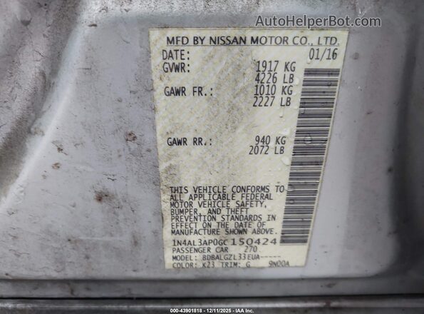 1N4AL3AP0GC150424 2016 NISSAN ALTIMA Silver Engine compartment view