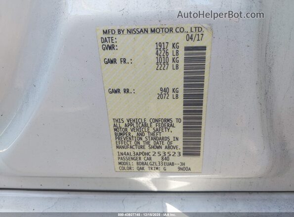 1N4AL3AP0HC253523 2017 NISSAN ALTIMA White Շարժիչի բաժամունքի տեսք