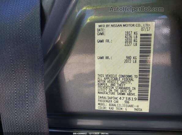 1N4AL3AP3HC473819 2017 NISSAN ALTIMA Black Вид підкапотного простору