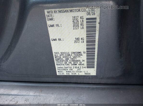 1N4AL3AP7GC284234 2016 NISSAN ALTIMA Gray Vista del compartimento del motor