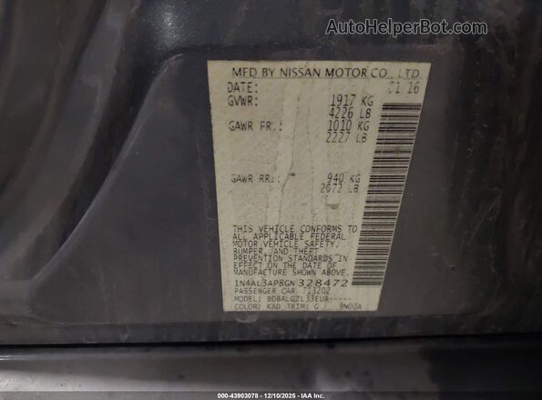 1N4AL3AP8GN328472 2016 NISSAN ALTIMA Gray Widok komory silnika