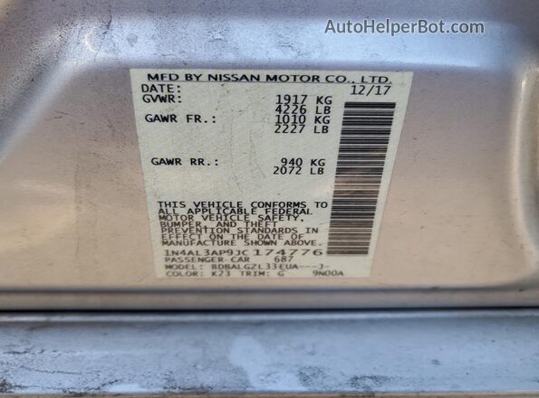 1N4AL3AP9JC174776 2018 NISSAN ALTIMA Серебряный 