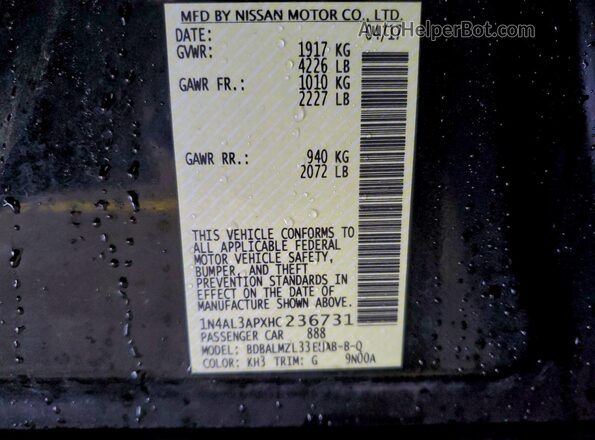 1N4AL3APXHC236731 2017 NISSAN ALTIMA Black Engine compartment view