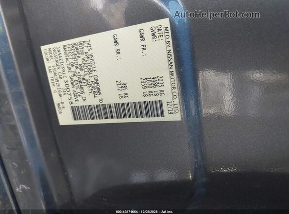1N4AZ1CPXLC300758 2020 NISSAN LEAF Gray 