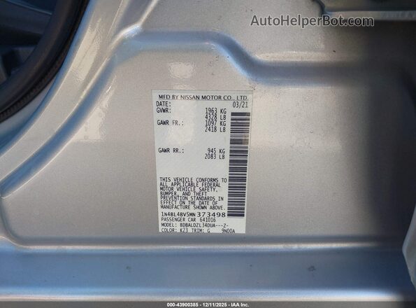 1N4BL4BV5MN373498 2021 NISSAN ALTIMA Серый Вид подкапотного пространства