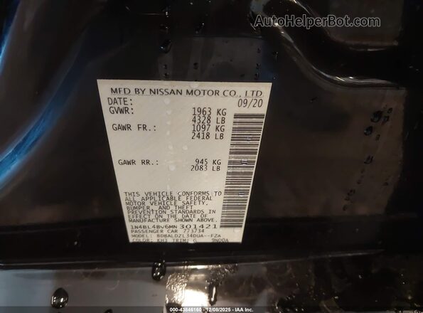 1N4BL4BV6MN301421 2021 NISSAN ALTIMA Black Vista del compartimento del motor