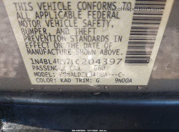 1N4BL4BV7LC204397 2020 NISSAN ALTIMA Gray ძრავის განყოფილების ხედი