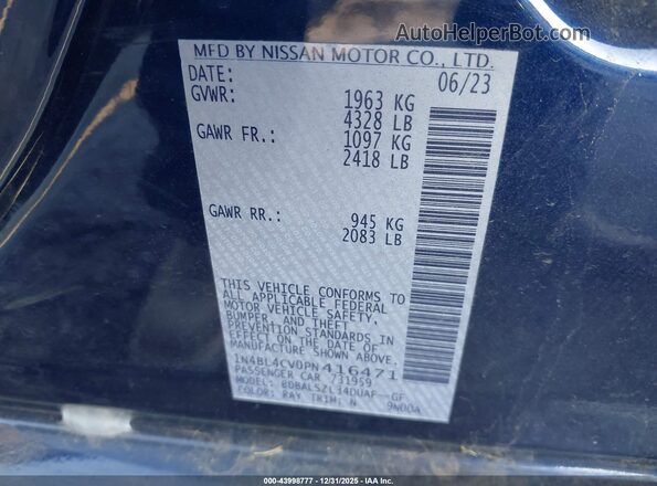 1N4BL4CV0PN416471 2023 NISSAN ALTIMA Синий Вид подкапотного пространства
